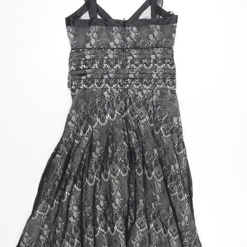 Next Women's Black Sleeveless Lace Dress Size 8