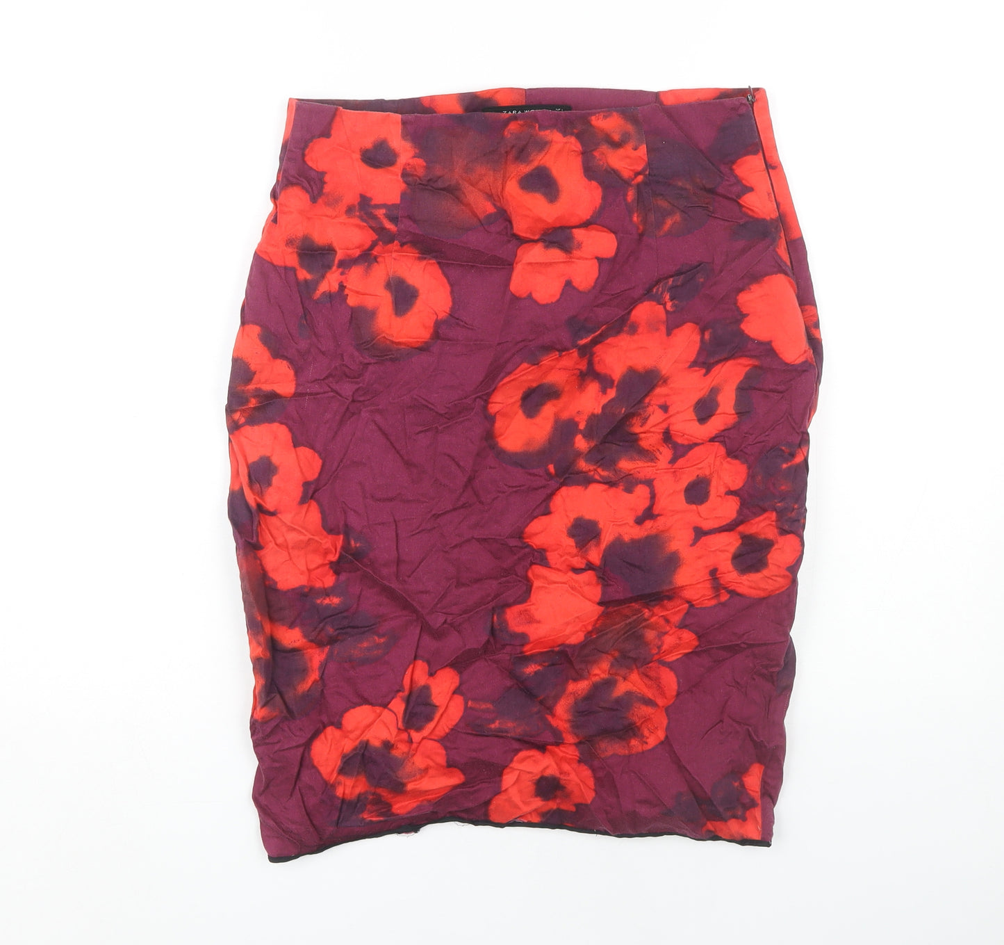 Zara Women's Multicoloured Floral Pencil Skirt Size 14