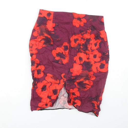 Zara Women's Multicoloured Floral Pencil Skirt Size 14