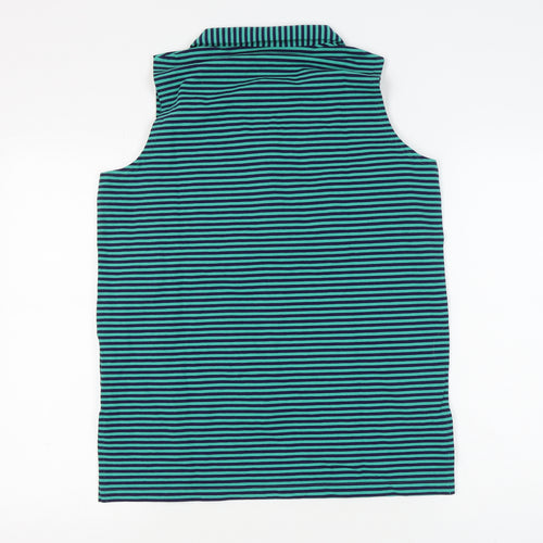 Kaleidoscope Women's Green Striped Sleeveless Polo Shirt