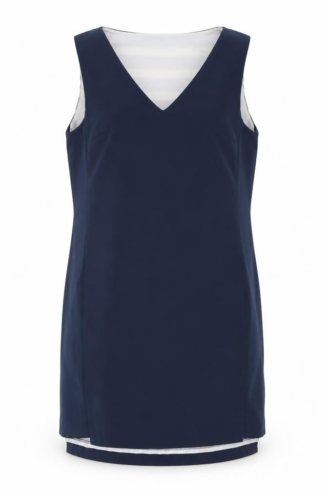 Front view of Vero Moda Women's Blue Striped Sheath Dress, size L