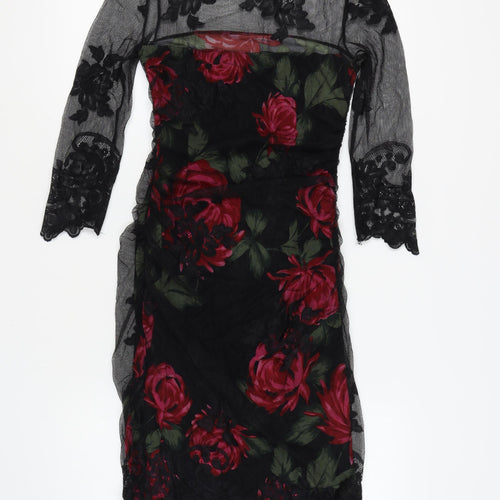 Phase Eight Women's Black Floral Dress Size 10