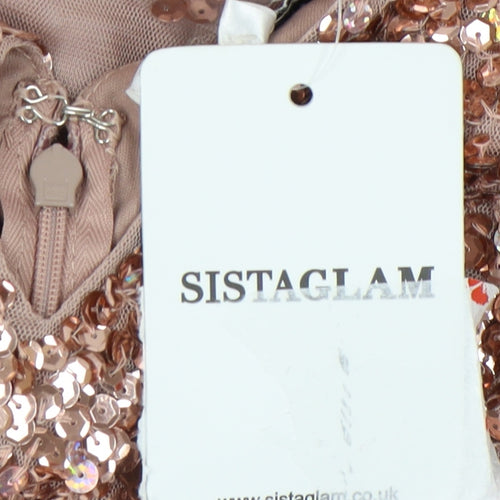 Sistaglam Women's Brown Sequin Dress Size 14