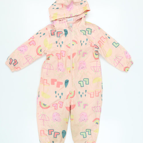 George Girls Peppa Pig Pink Snowsuit 2-3 Years Hooded