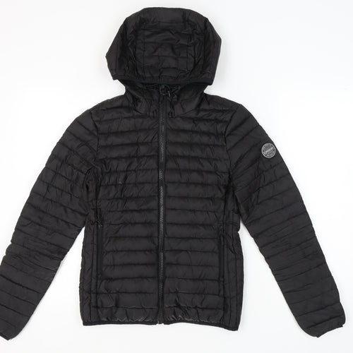 Superdry Women's Black Puffer Jacket S - Hooded, Quilted