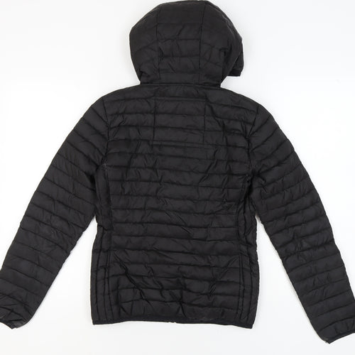 Superdry Women's Black Puffer Jacket S - Hooded, Quilted
