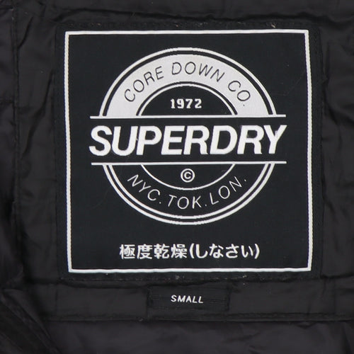 Superdry Women's Black Puffer Jacket S - Hooded, Quilted