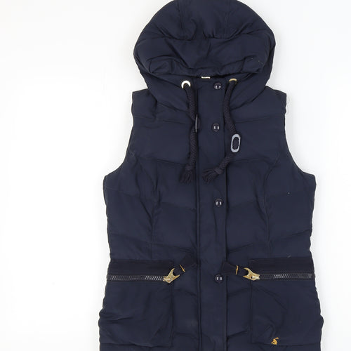 Joules Women's Navy Puffer Waistcoat, Size 8, Hooded