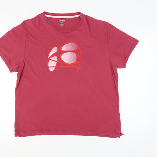 DKNY Unisex Red 2XL Basic T-Shirt Casual Wear