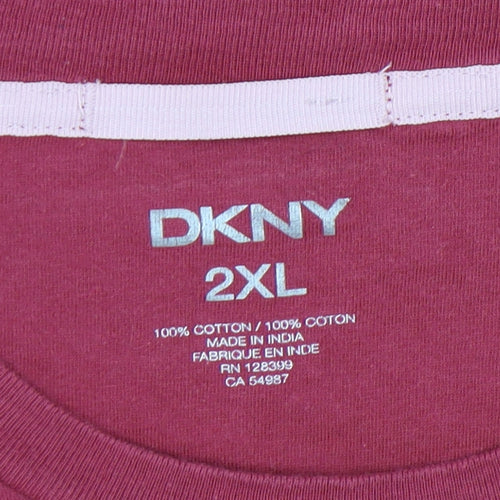 DKNY Unisex Red 2XL Basic T-Shirt Casual Wear