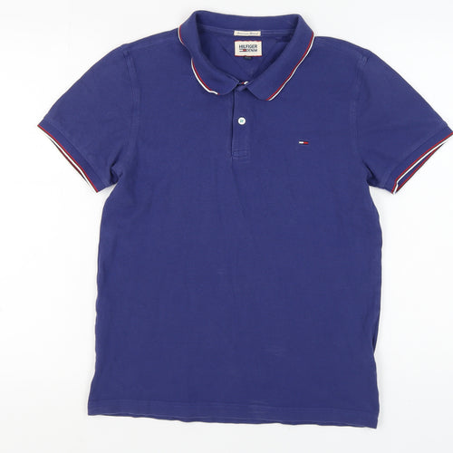 Tommy Hilfiger Men's Blue Polo Shirt, Size L, Cotton Jersey