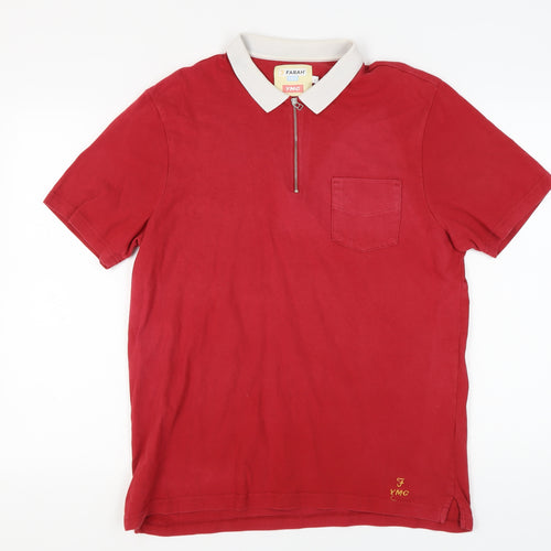 Farah Men's Red Polo Shirt L Cotton Short Sleeve
