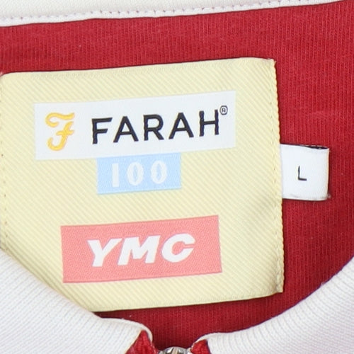 Farah Men's Red Polo Shirt L Cotton Short Sleeve