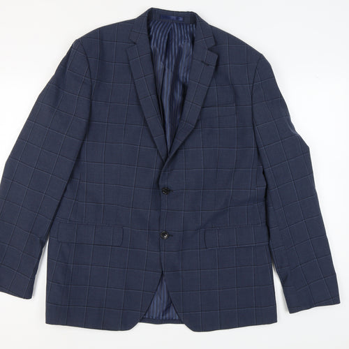 Jeff Banks Men's Blue Check Blazer, Size 44 Long