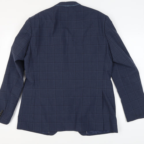 Jeff Banks Men's Blue Check Blazer, Size 44 Long