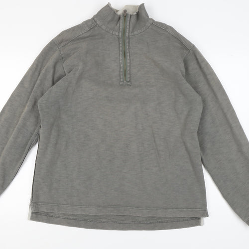 White Stuff Men's Grey Henley Sweatshirt Size L