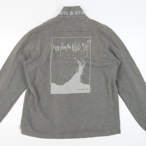 White Stuff Men's Grey Henley Sweatshirt Size L