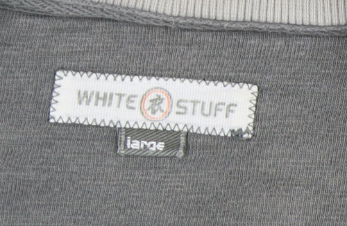White Stuff Men's Grey Henley Sweatshirt Size L
