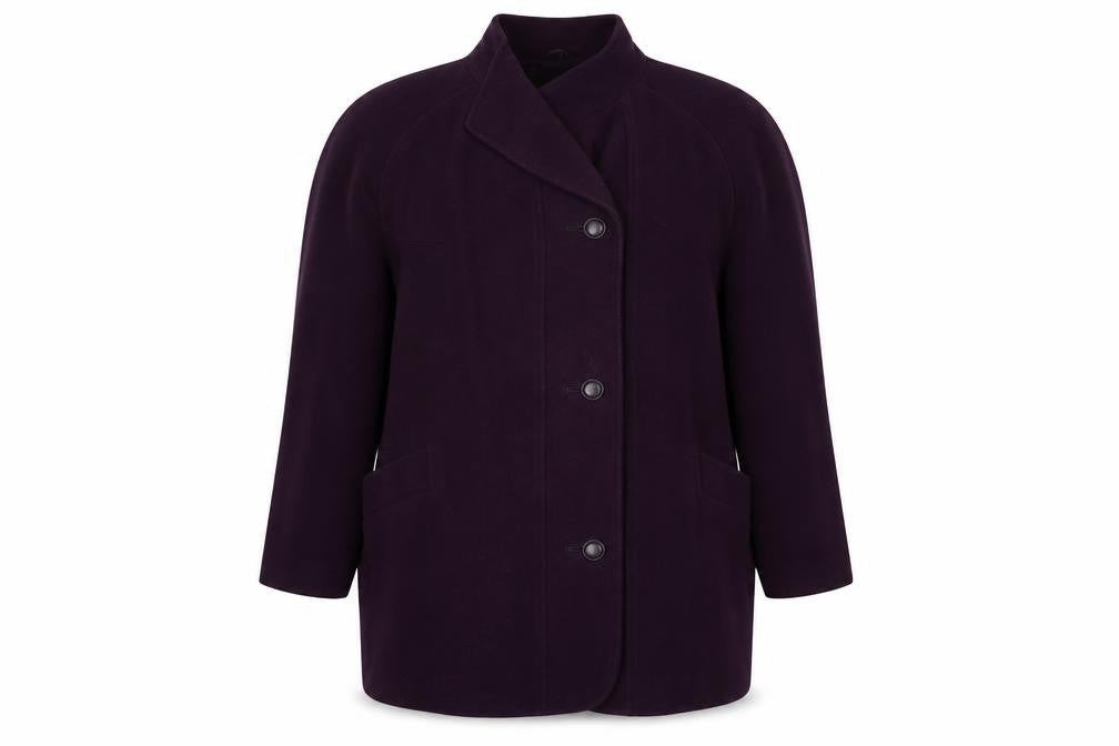 Front view of Eastex Women's Purple Wool Mid-Length Coat, size 16