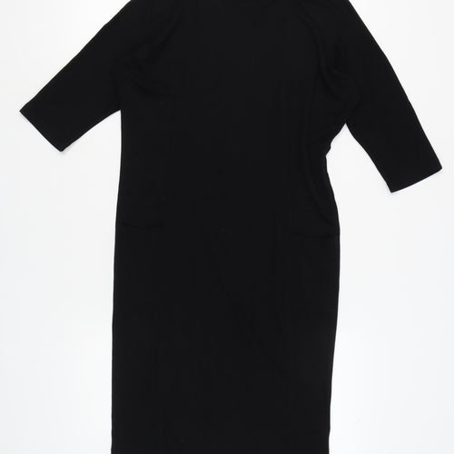 Jaeger Women's Black S Dress, 3/4 Sleeve, Round Neck
