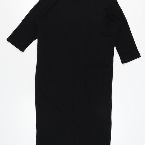 Jaeger Women's Black S Dress, 3/4 Sleeve, Round Neck