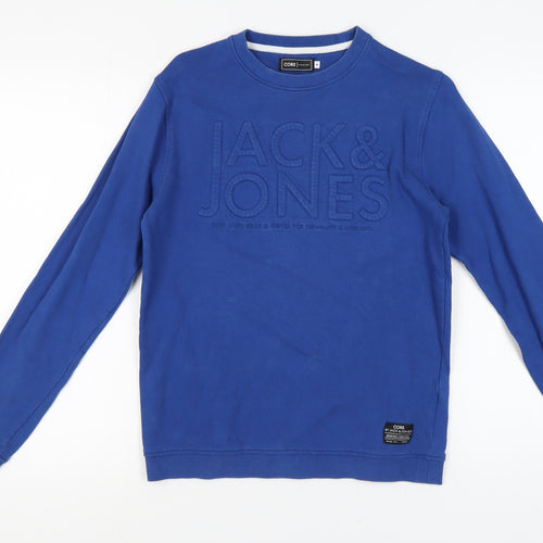 Jack & Jones Men's Blue Crew Neck Logo Sweatshirt Size S
