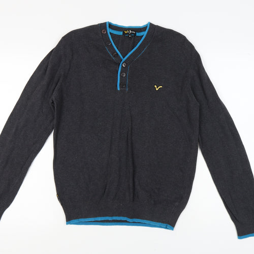 Voi Jeans Men's Black Henley Jumper M