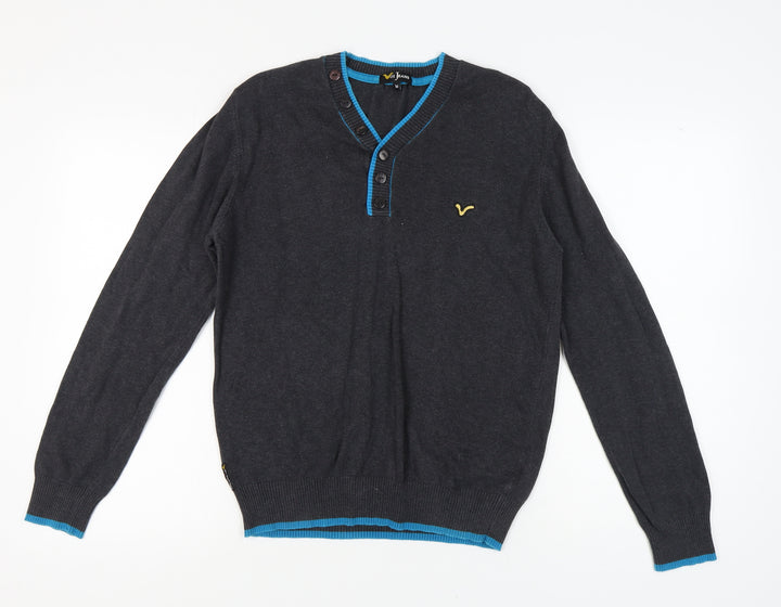 Voi Jeans Men's Black Henley Jumper M
