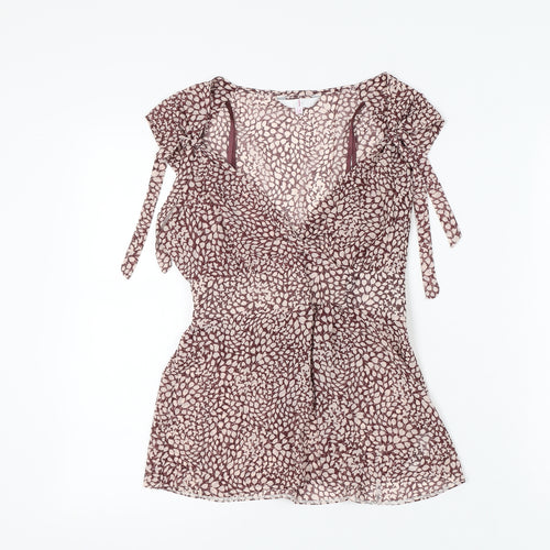 Jasper Conran Women's Brown V-Neck Blouse Size 12