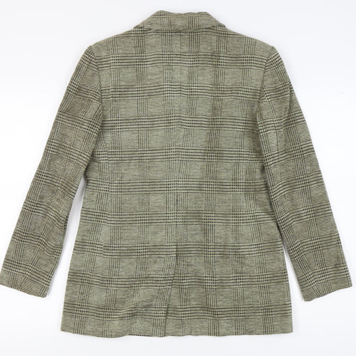 Jaeger Women's Grey Check Single-Breasted Jacket Size 10