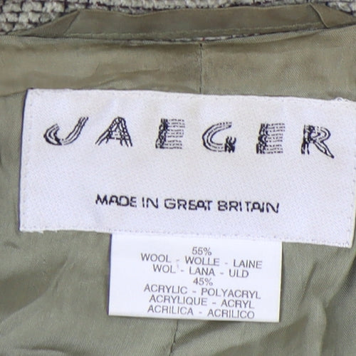 Jaeger Women's Grey Check Single-Breasted Jacket Size 10