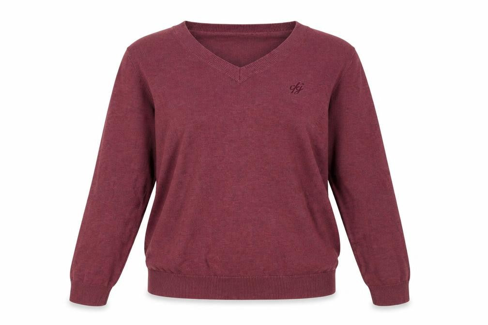 Front view of Calvin Klein Jeans Women's Purple V-Neck Pullover L