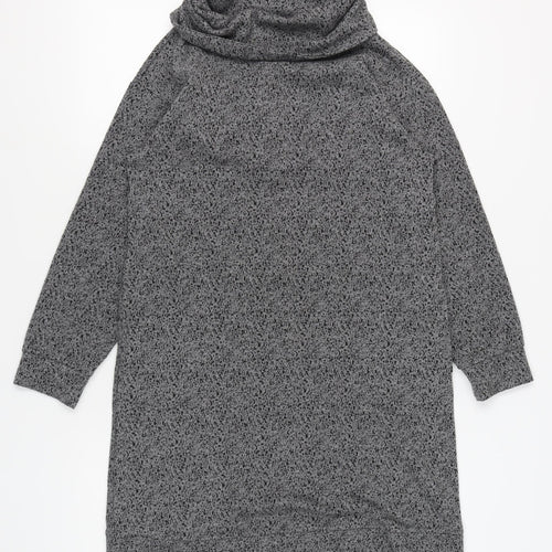 White Stuff Women Grey Long Sleeve Knit Cowl Neck Dress