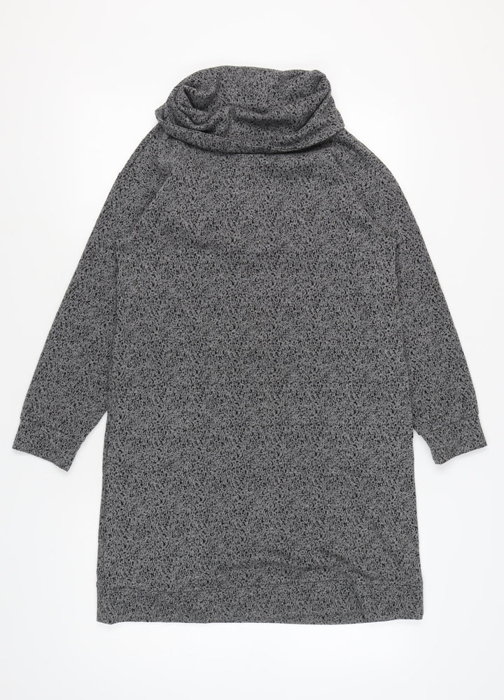 White Stuff Women Grey Long Sleeve Knit Cowl Neck Dress