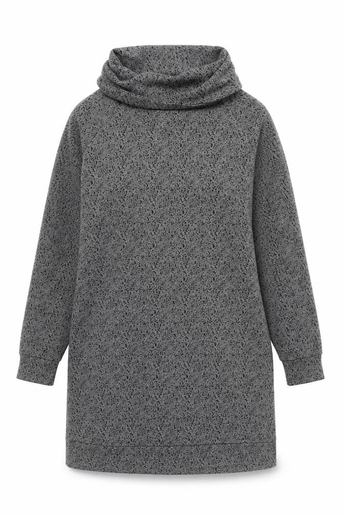 White Stuff Women Grey Long Sleeve Knit Cowl Neck Dress