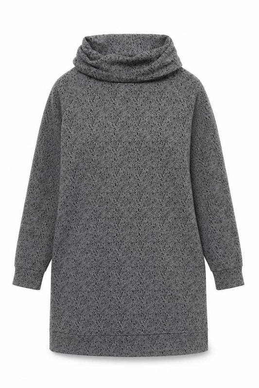 Front view of White Stuff Women Grey Long Sleeve Knit Cowl Neck Dress