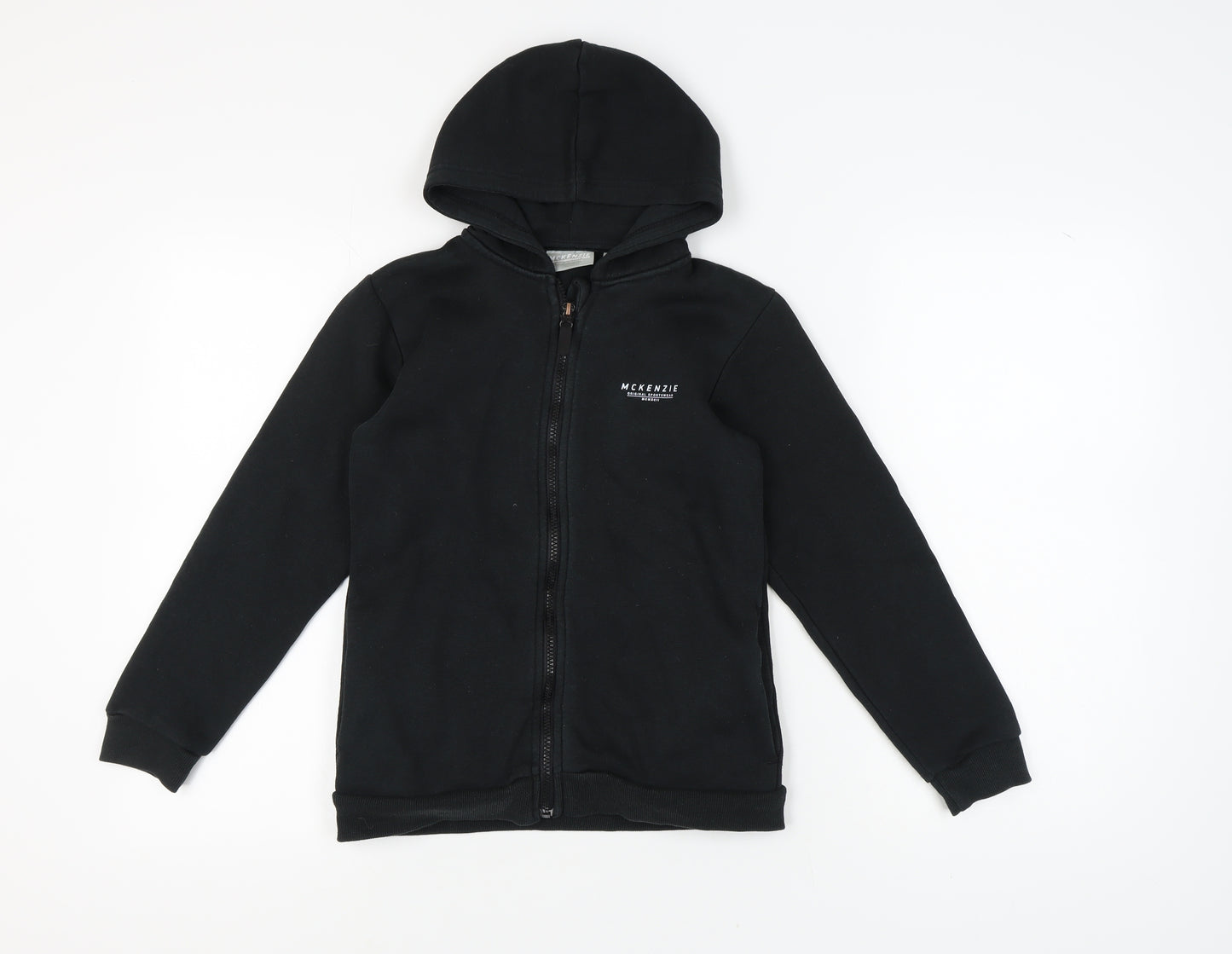 McKenzie Boys Black Full Zip Hoodie 12-13 Years, Hooded, Logo