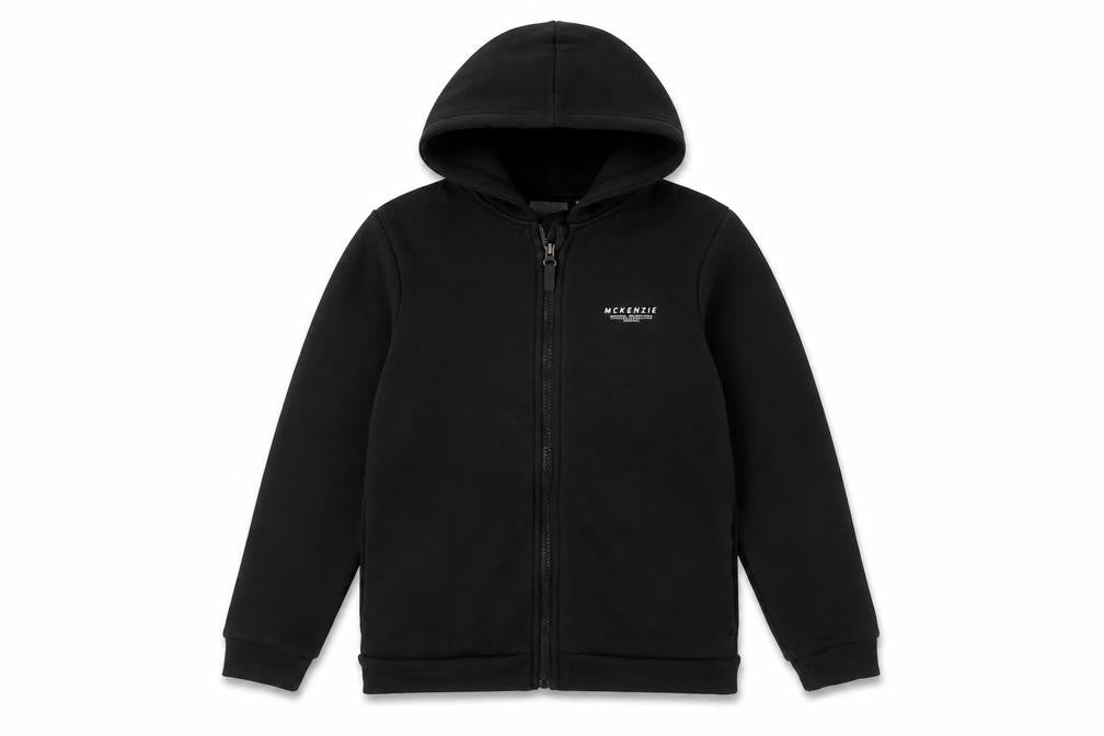 McKenzie Boys Black Full Zip Hoodie 12-13 Years, Hooded, Logo