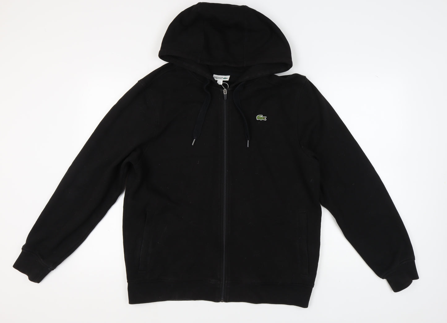 Lacoste Men's Black Full Zip Hoodie XL with Logo