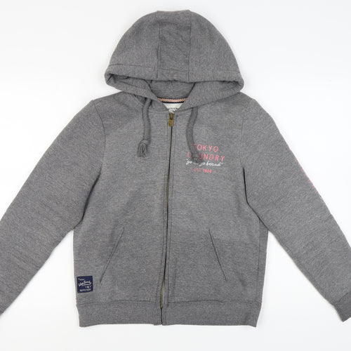 Tokyo Laundry Women's Grey Full Zip Hoodie, S, Logo Accent