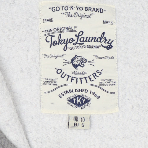 Tokyo Laundry Women's Grey Full Zip Hoodie, S, Logo Accent