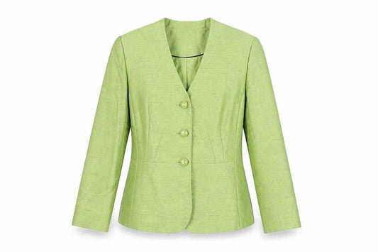 Front view of Eastex Women's Green Blazer, size 10, Long Sleeve