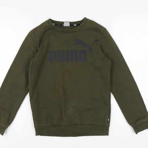 Puma Boys Green Pullover Sweatshirt Size L Crew Neck
