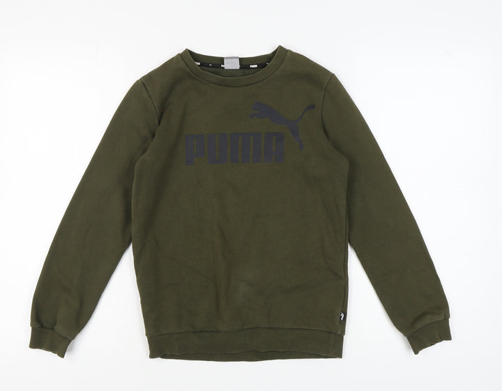 Puma Boys Green Pullover Sweatshirt Size L Crew Neck