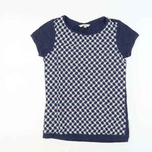 Fat Face Women's Blue Geometric T-Shirt Size 8