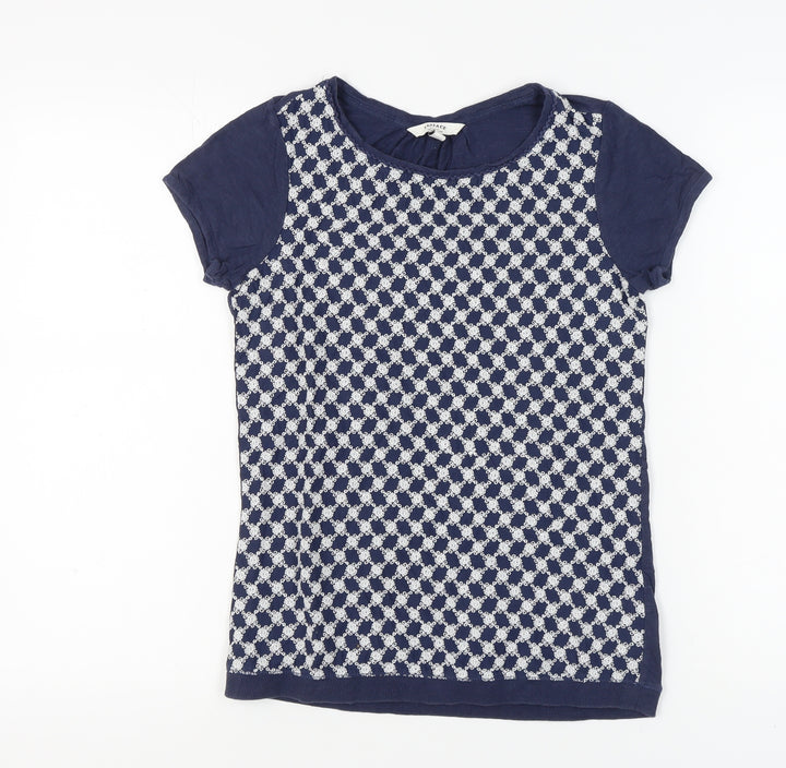Fat Face Women's Blue Geometric T-Shirt Size 8