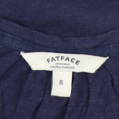 Fat Face Women's Blue Geometric T-Shirt Size 8