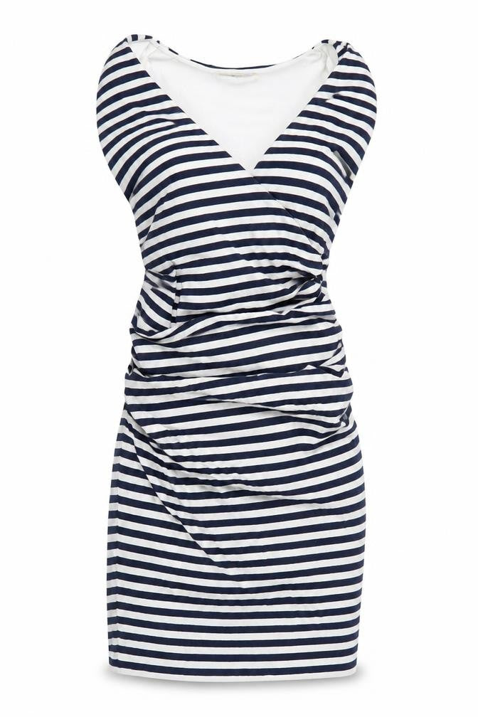 Front view of Boden Women's Multicoloured Striped Bodycon Dress, size 6