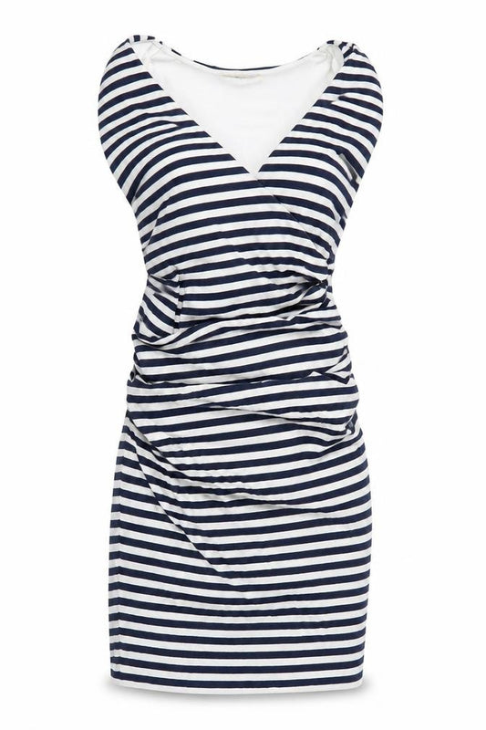 Front view of Boden Women's Multicoloured Striped Bodycon Dress, size 6