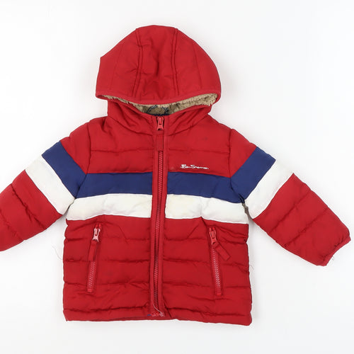 Ben Sherman Red Puffer Jacket for Unisex Toddlers, 12 Months